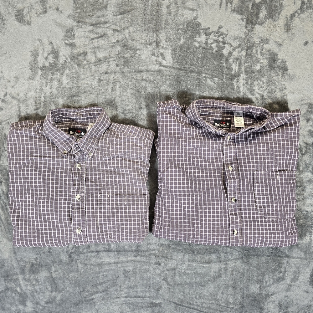 Bulwark FR Protective Apparel Flame Resistant Checkered Plaid Button Down Shirts